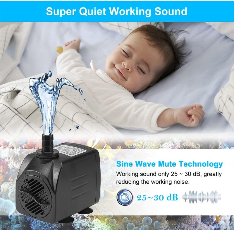 DATOO 400GPH 25W Submersible Water Pump Fountain Pump Ultra Quiet For Aquariums Fish Tank Pond Fountain Statuary Water Feature Hydroponics - Image 5